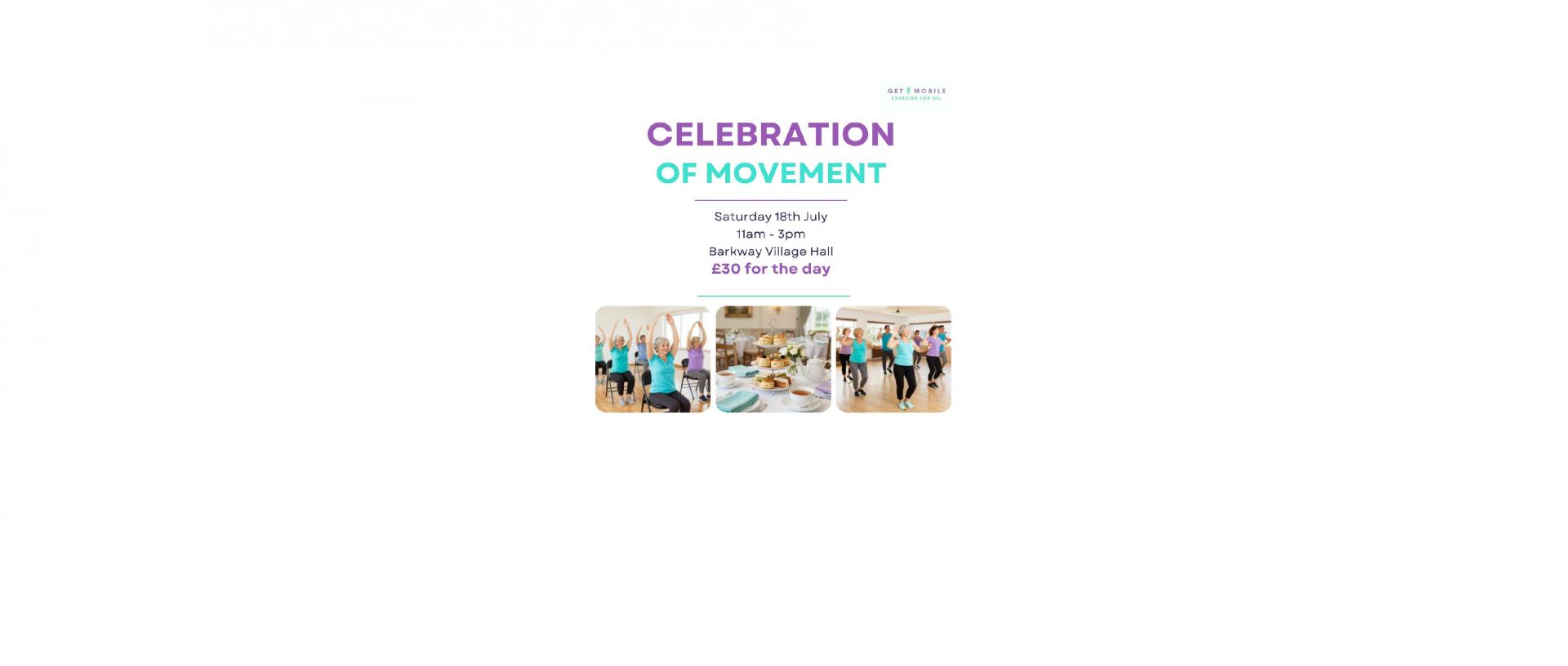 Saturday 18th July - Join a Celebration Of Movement 11am - 3pm. The fun of movement to music, Chair Yoga and Line Dancing